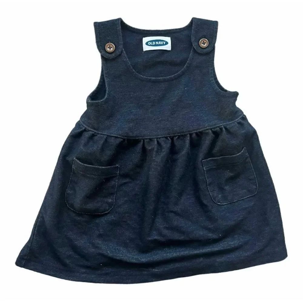 Baby Girls Old Navy Denim Chambray Jumper Pinafore Dress - Sz 3-6 m